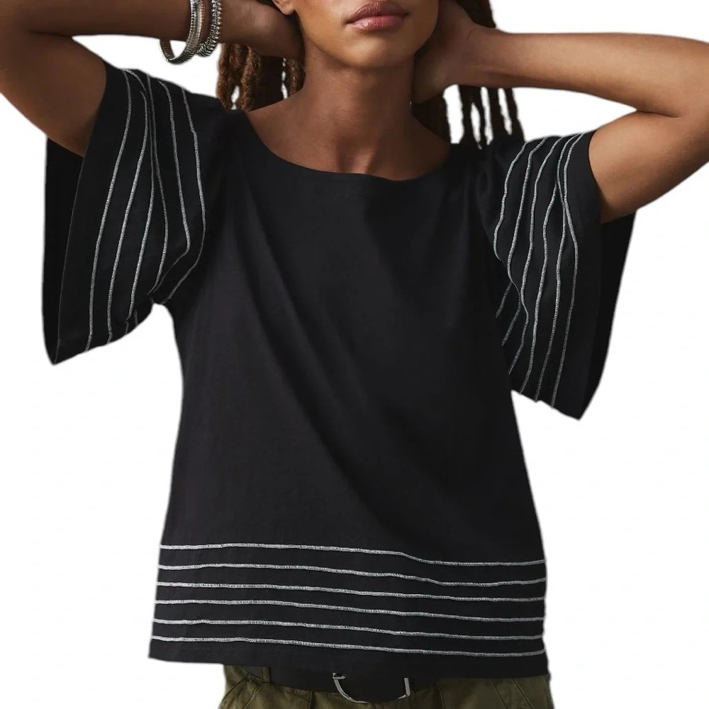 Maeve Navy Flutter Sleeve Tee - Picture 8 of 8